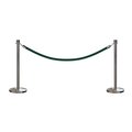 Montour Line Stanchion Post and Rope Kit Sat.Steel, 2 Crown Top 1 Green Rope C-Kit-2-SS-CN-1-PVR-GN-PS